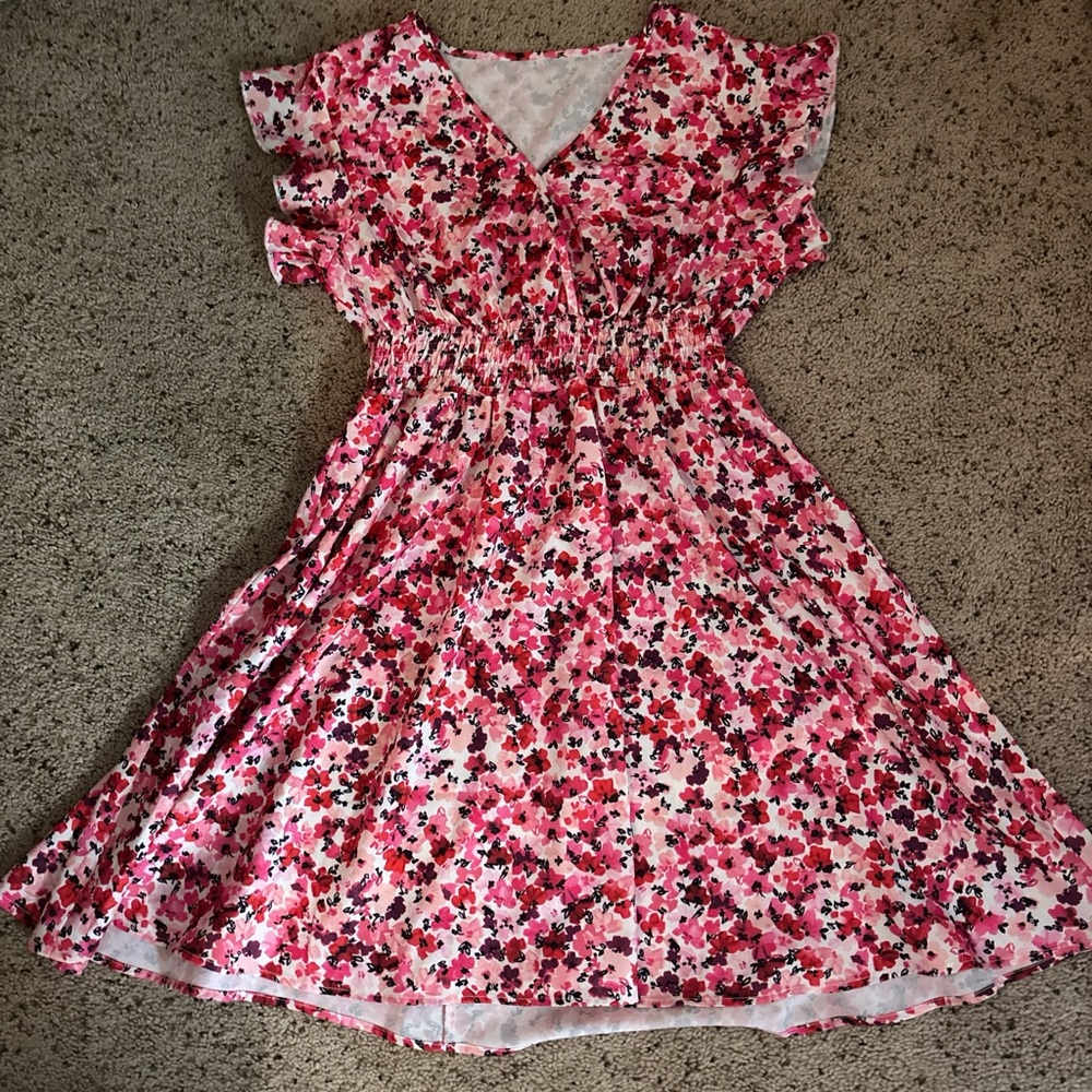 Floral Pink Casual Dress
